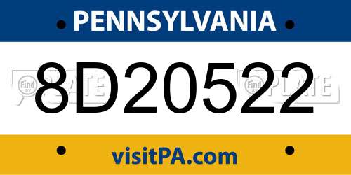 8D20522 Pennsylvania License Plate