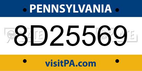 8D25569 Pennsylvania License Plate