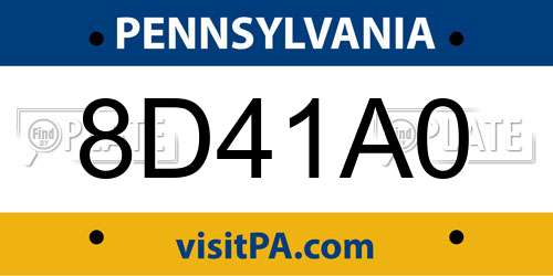 8D41A0 Pennsylvania License Plate