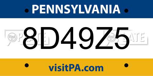 8D49Z5 Pennsylvania License Plate