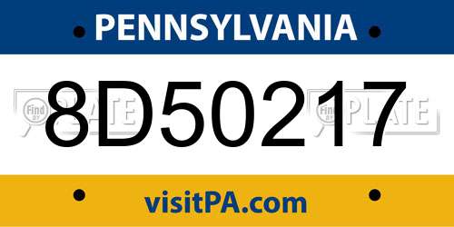 8D50217 Pennsylvania License Plate