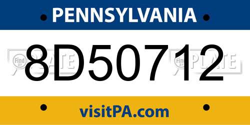 8D50712 Pennsylvania License Plate