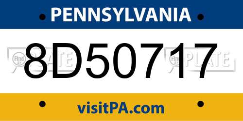 8D50717 Pennsylvania License Plate