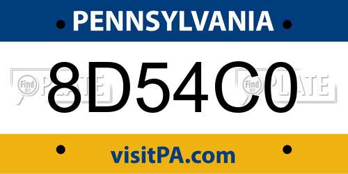 8D54C0 Pennsylvania License Plate