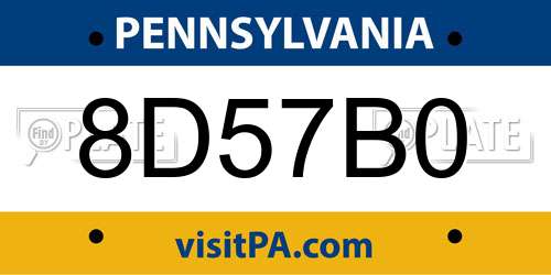 8D57B0 Pennsylvania License Plate