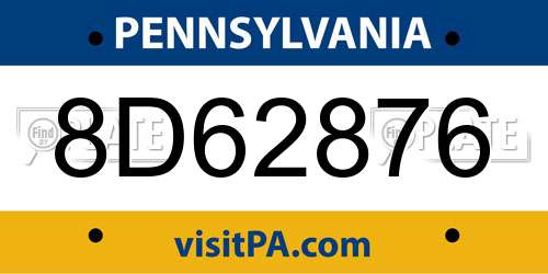 8D62876 Pennsylvania License Plate