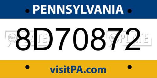 8D70872 Pennsylvania License Plate
