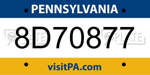 8D70877 Pennsylvania License Plate