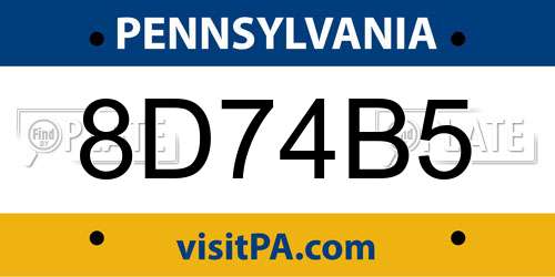 8D74B5 Pennsylvania License Plate