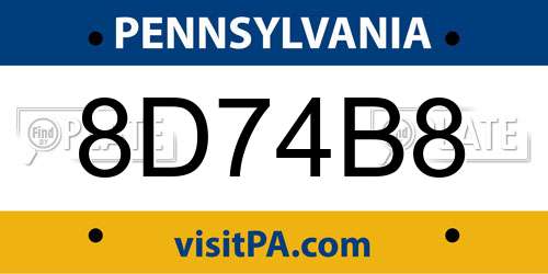 8D74B8 Pennsylvania License Plate