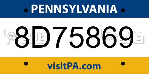 8D75869 Pennsylvania License Plate