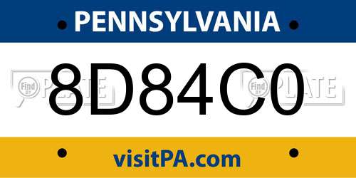 8D84C0 Pennsylvania License Plate