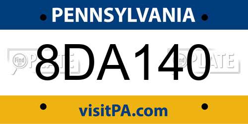 8DA140 Pennsylvania License Plate