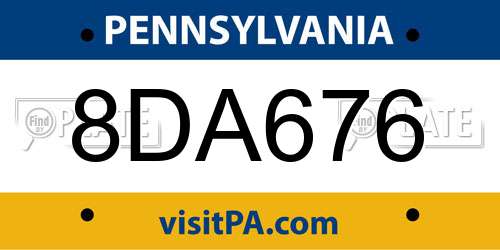 8DA676 Pennsylvania License Plate