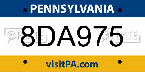 8DA975 Pennsylvania License Plate
