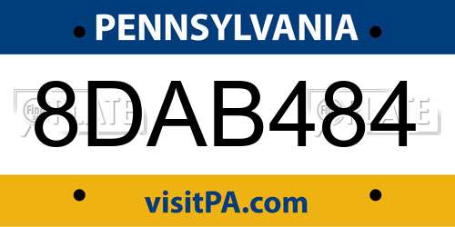 8DAB484 Pennsylvania License Plate