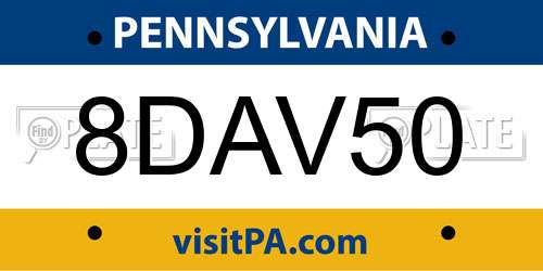 8DAV50 Pennsylvania License Plate