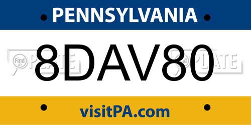 8DAV80 Pennsylvania License Plate