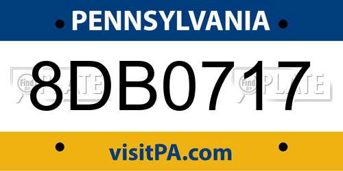 8DB0717 Pennsylvania License Plate