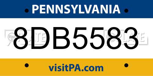 8DB5583 Pennsylvania License Plate