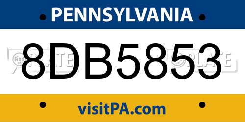8DB5853 Pennsylvania License Plate