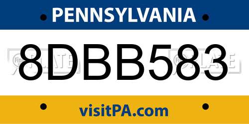 8DBB583 Pennsylvania License Plate