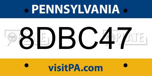 8DBC47 Pennsylvania License Plate