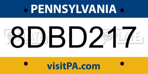 8DBD217 Pennsylvania License Plate