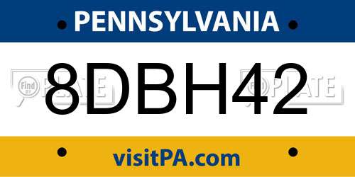8DBH42 Pennsylvania License Plate