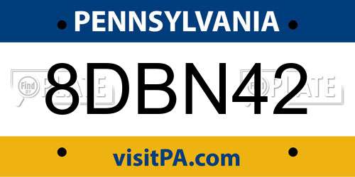 8DBN42 Pennsylvania License Plate