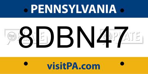 8DBN47 Pennsylvania License Plate