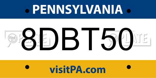 8DBT50 Pennsylvania License Plate