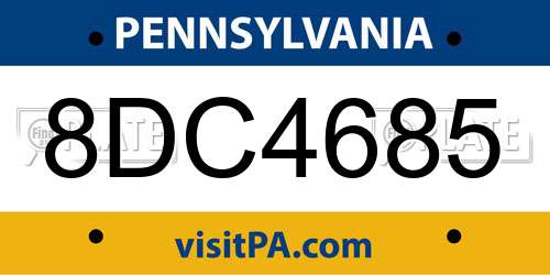 8DC4685 Pennsylvania License Plate