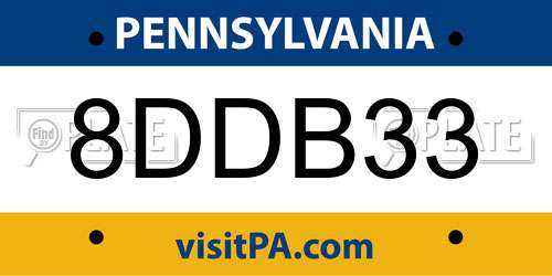 8DDB33 Pennsylvania License Plate