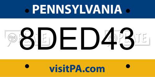 8DED43 Pennsylvania License Plate