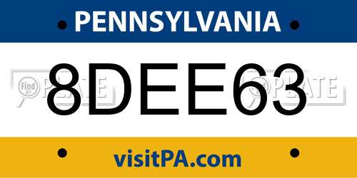 8DEE63 Pennsylvania License Plate