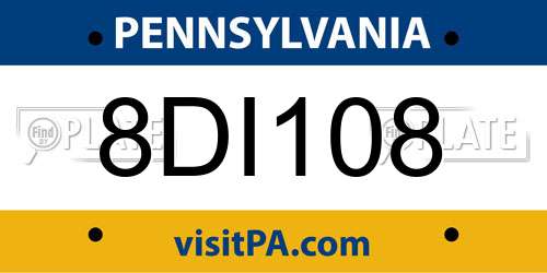8DI108 Pennsylvania License Plate