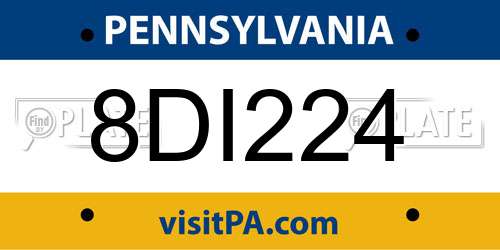 8DI224 Pennsylvania License Plate
