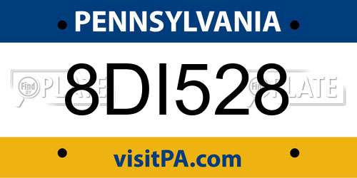 8DI528 Pennsylvania License Plate