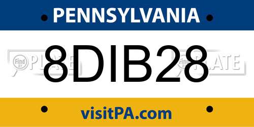 8DIB28 Pennsylvania License Plate