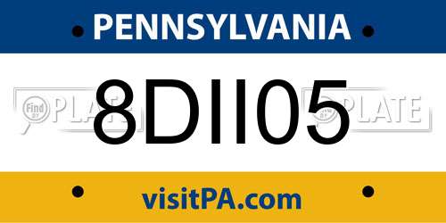 8DII05 Pennsylvania License Plate