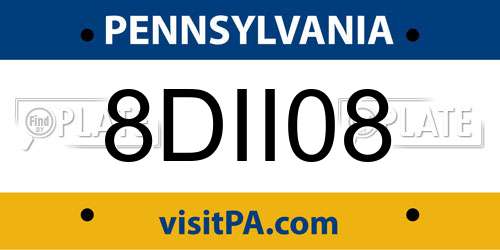 8DII08 Pennsylvania License Plate