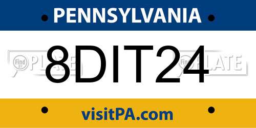 8DIT24 Pennsylvania License Plate