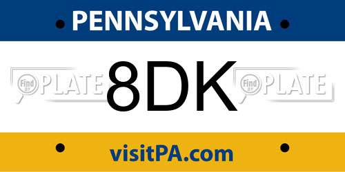8DK Pennsylvania License Plate