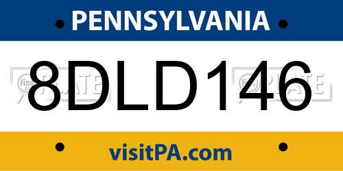 8DLD146 Pennsylvania License Plate
