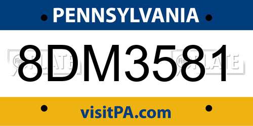 8DM3581 Pennsylvania License Plate