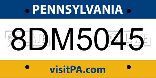 8DM5045 Pennsylvania License Plate