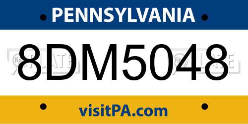8DM5048 Pennsylvania License Plate