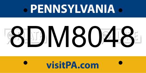 8DM8048 Pennsylvania License Plate
