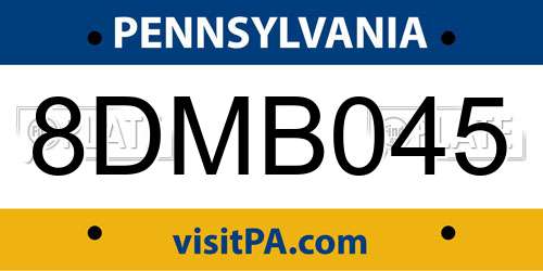 8DMB045 Pennsylvania License Plate